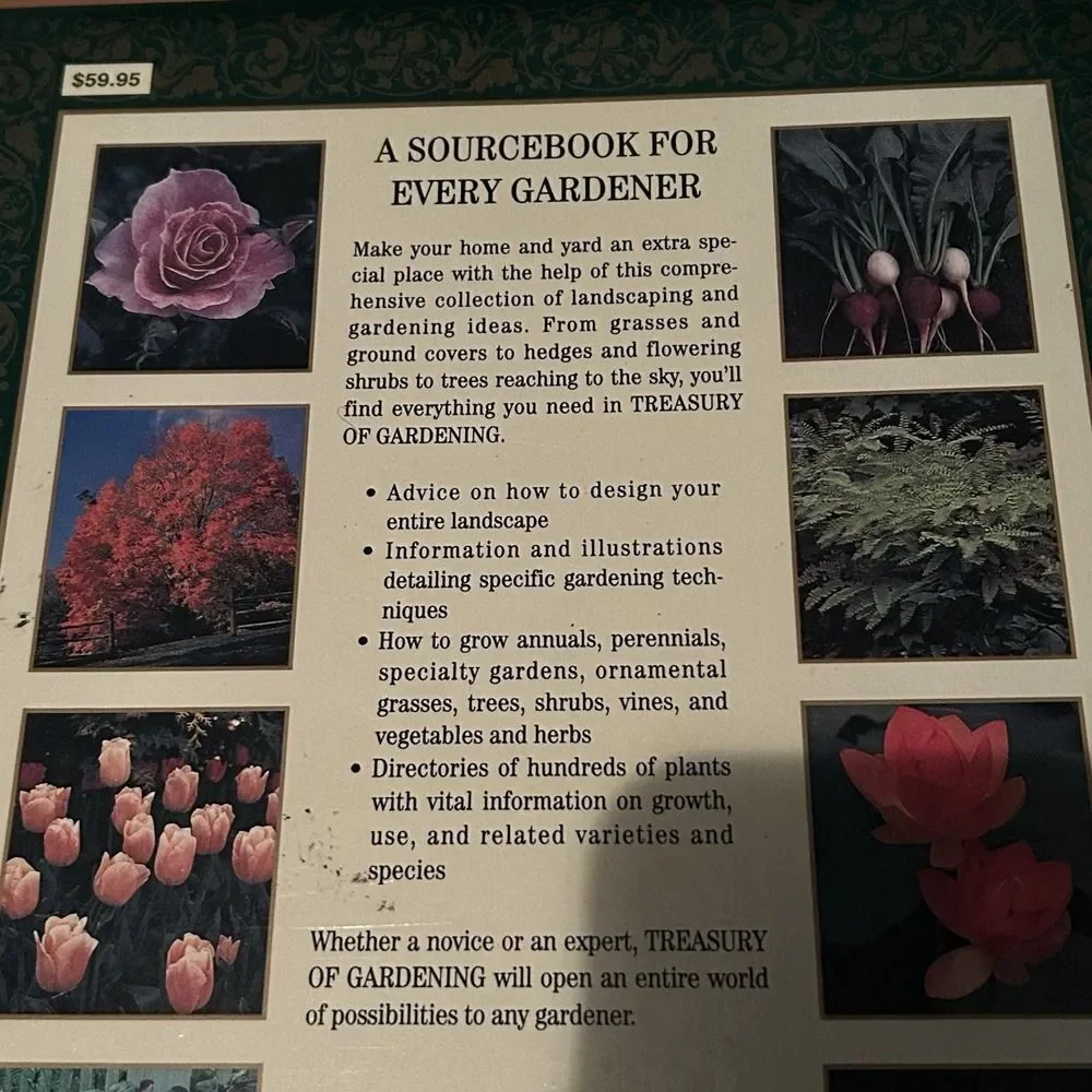 Treasury of Gardening: Various Authors 1994 Large Hardcover Garden Cottagecore